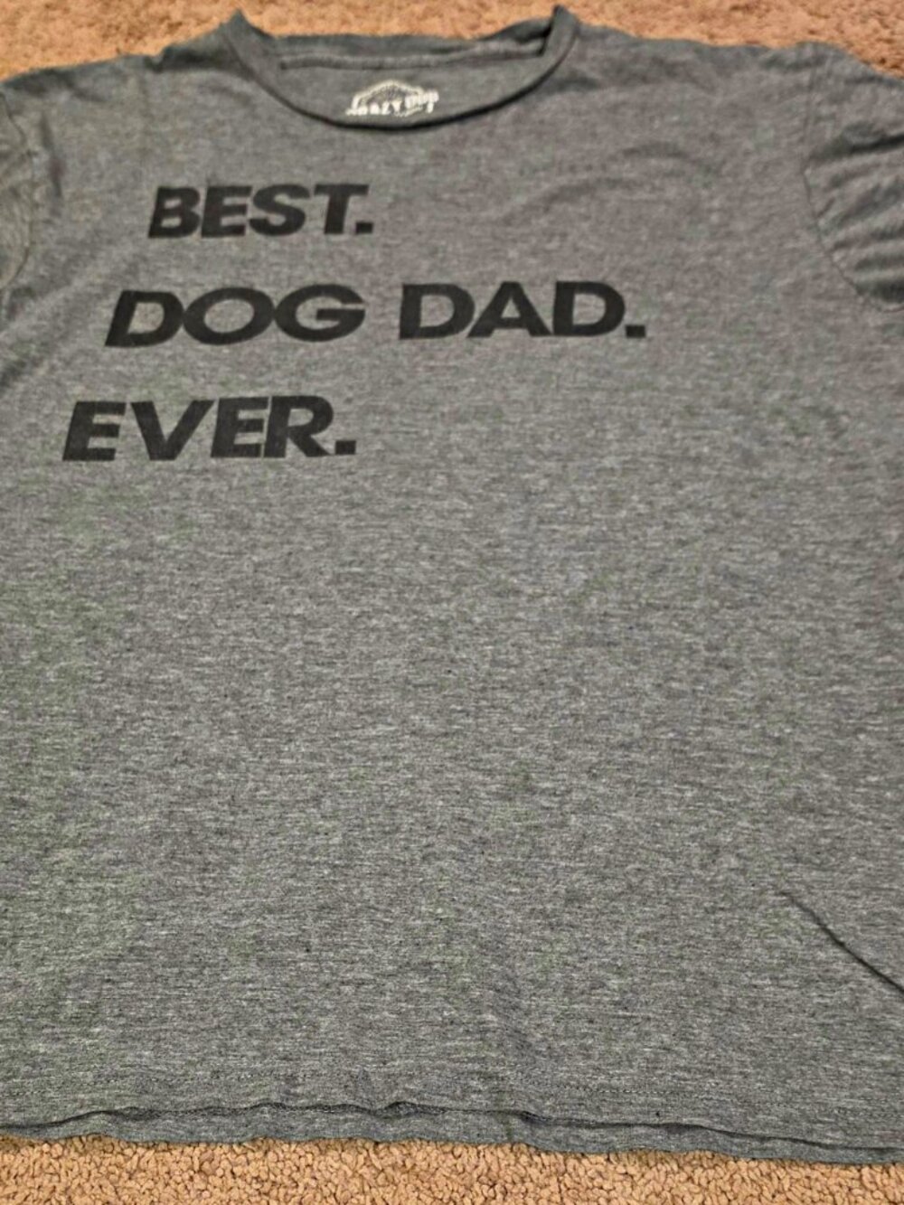 Crazy Dog T-Shirts Best Dog Dad Ever Gray Graphic Tee Men's M Crew Neck